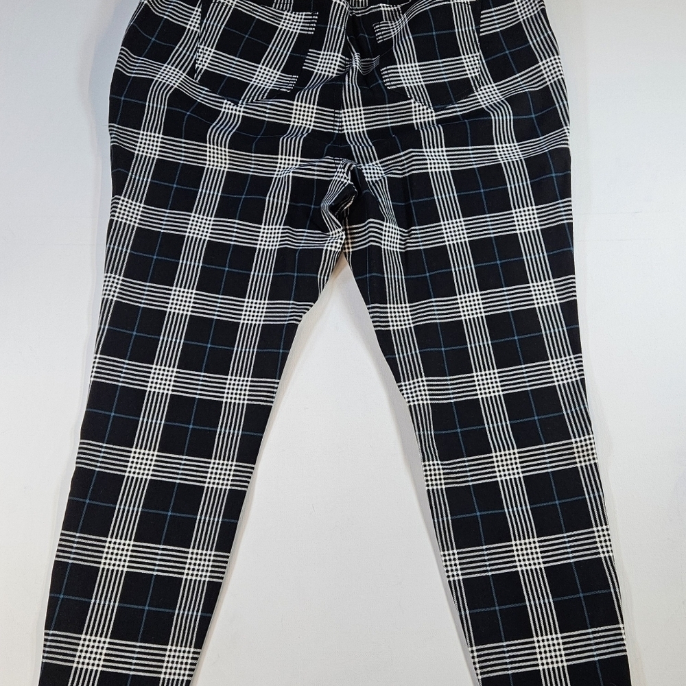 NWT TORRID Size 16 BLACK TEAL PLAID PONTE MULTI ZIP SKINNY ANKLE PANTS POCKET - Picture 6 of 14
